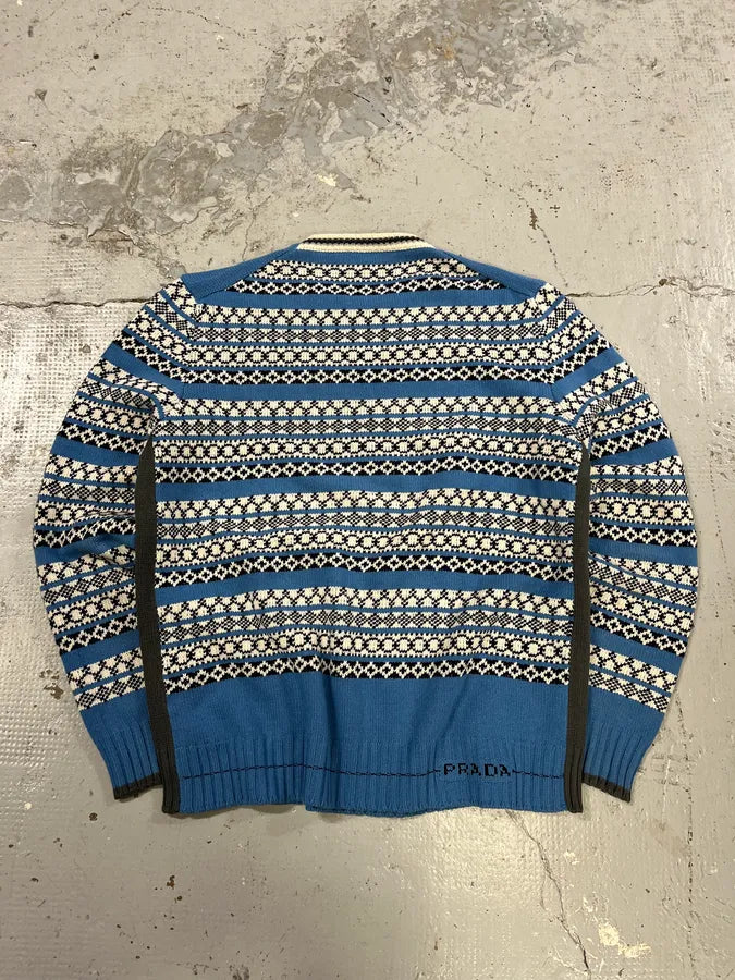 AW2019 Prada Blue Contemporary Wool Sweater HYlFqki 6