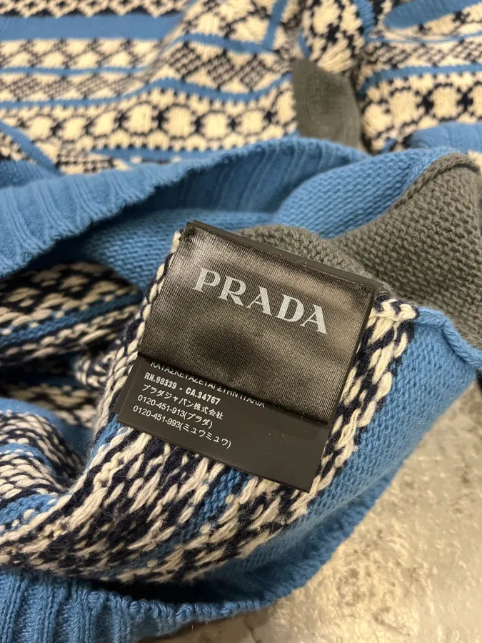 AW2019 Prada Blue Contemporary Wool Sweater HYlFqki 9