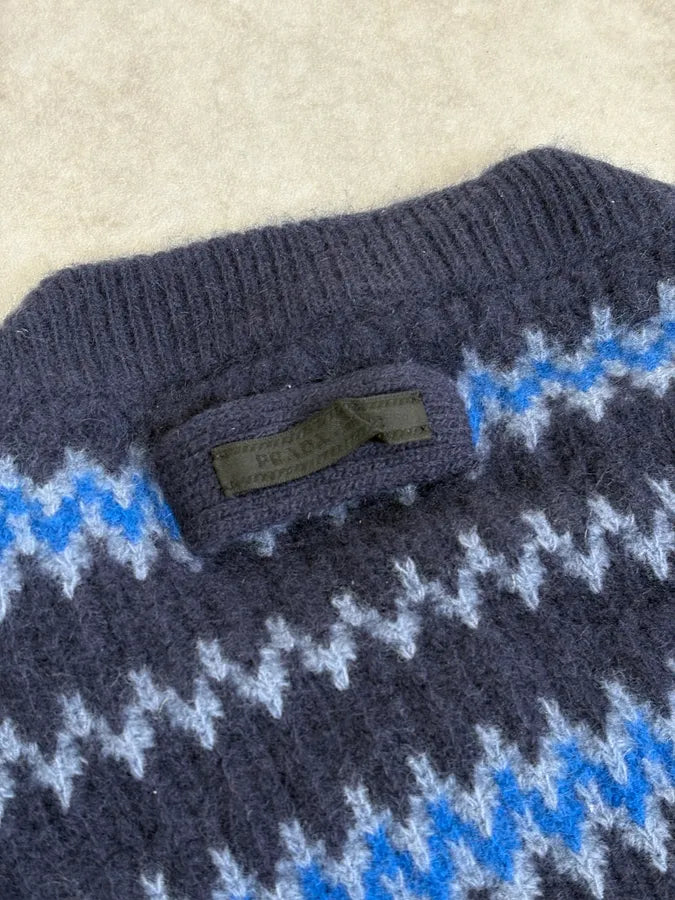 AW2019 Prada Striped Wool Blue Sweater hLwPiAH 6