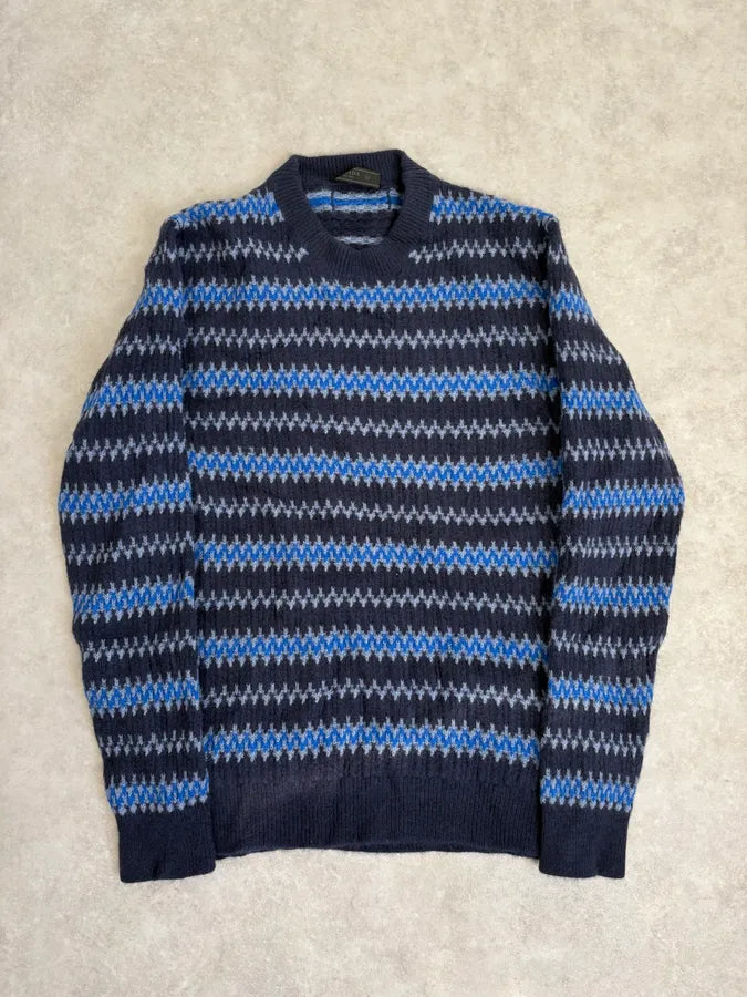 AW2019 Prada Striped Wool Blue Sweater hLwPiAH 0