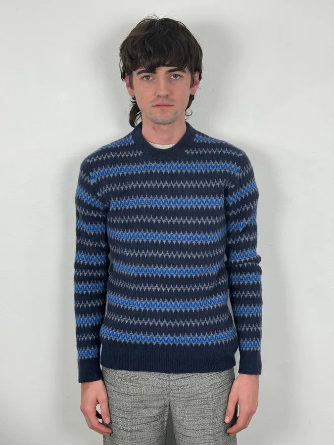 AW2019 Prada Striped Wool Blue Sweater hLwPiAH 1