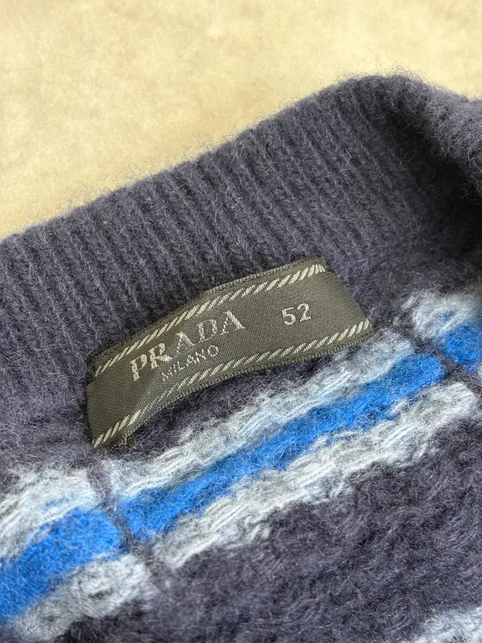 AW2019 Prada Striped Wool Blue Sweater hLwPiAH 7