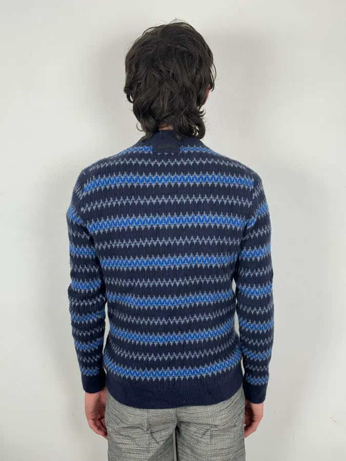 AW2019 Prada Striped Wool Blue Sweater hLwPiAH 2