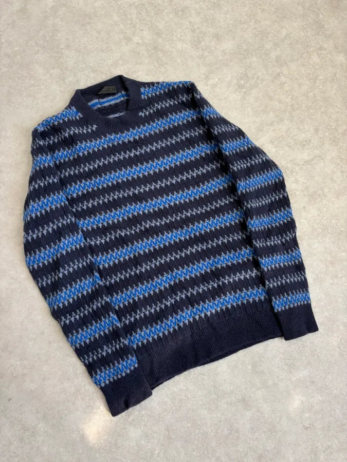 AW2019 Prada Striped Wool Blue Sweater hLwPiAH 3