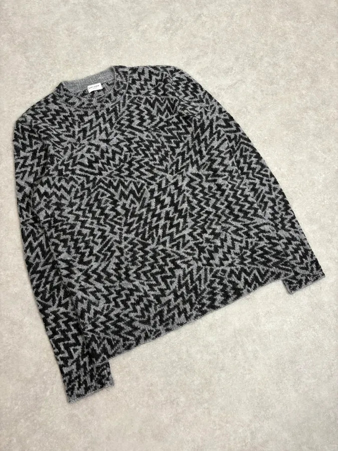 AW2019 Saint Laurent Black & Grey Wool Contemporary Sweater wvIcpAN 3