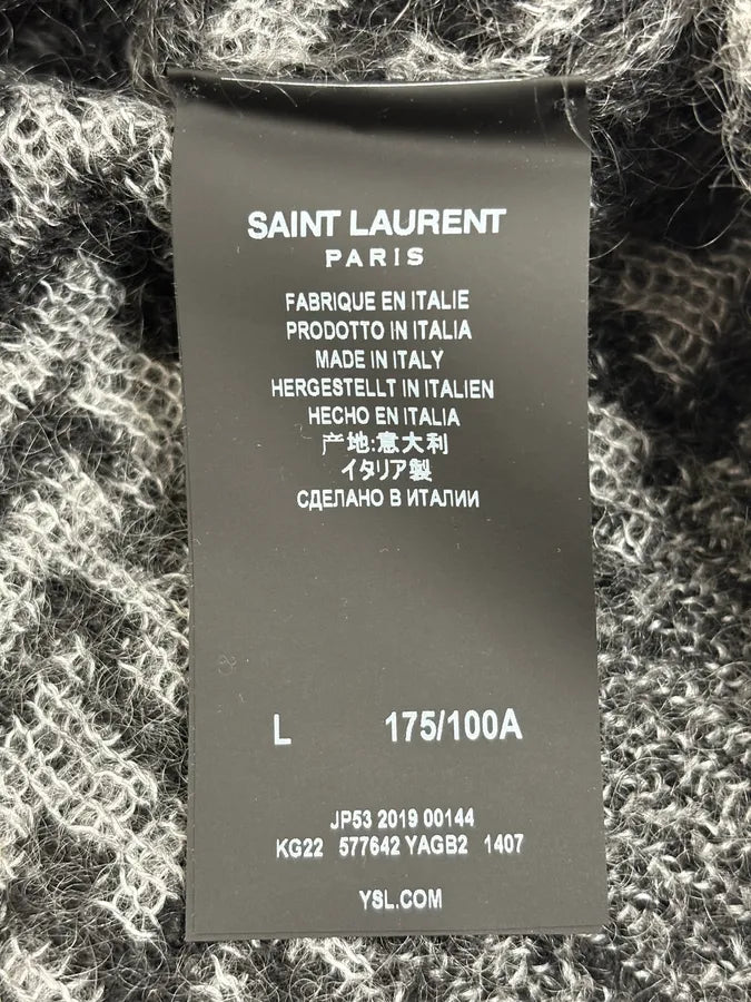 AW2019 Saint Laurent Black & Grey Wool Contemporary Sweater wvIcpAN 9