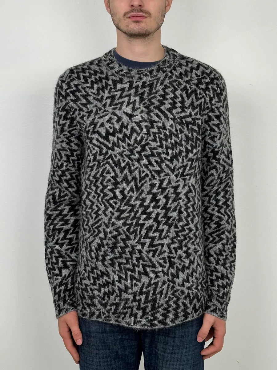 AW2019 Saint Laurent Black & Grey Wool Contemporary Sweater wvIcpAN 1