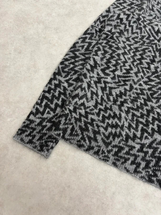 AW2019 Saint Laurent Black & Grey Wool Contemporary Sweater wvIcpAN 6