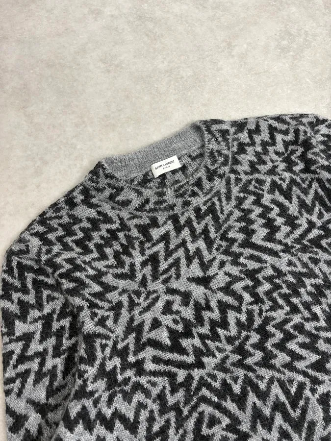 AW2019 Saint Laurent Black & Grey Wool Contemporary Sweater wvIcpAN 4