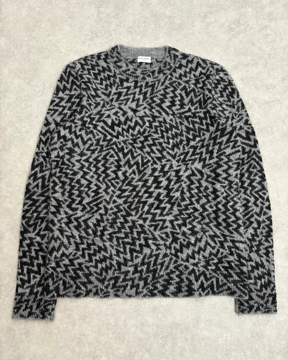 AW2019 Saint Laurent Black & Grey Wool Contemporary Sweater wvIcpAN 0