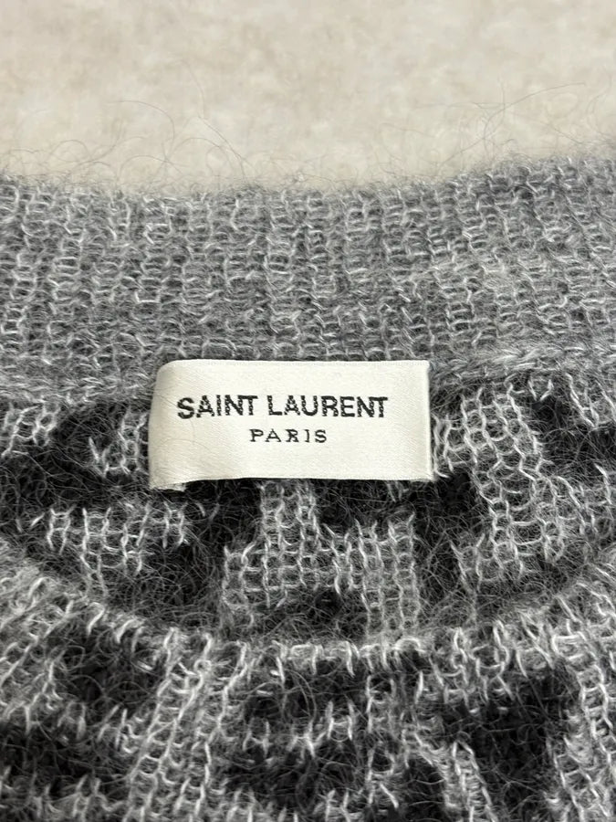 AW2019 Saint Laurent Black & Grey Wool Contemporary Sweater wvIcpAN 8