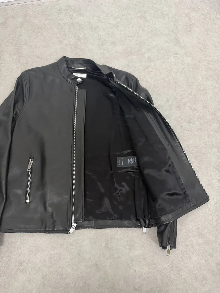 AW2019 Saint Laurent Black Premium Multi Zip Biker Leather Jacket tQaRHqj 9