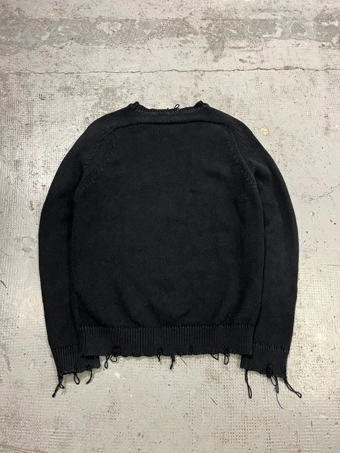 AW2019 Saint Laurent Distressed Black Sweater eSwXXnM 6
