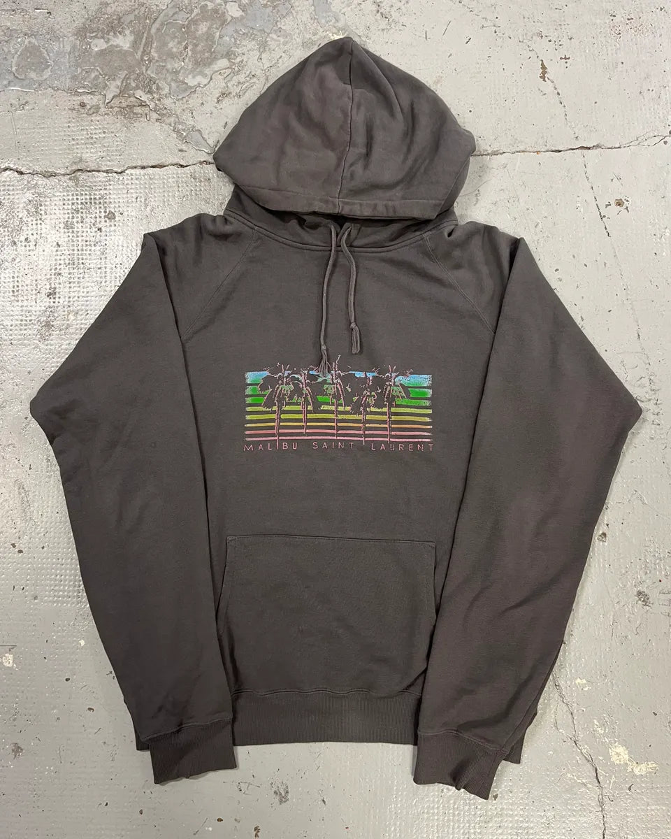 AW2019 Saint Laurent Malibu Palm Trees Grey Hoodie BMSPZYS 0