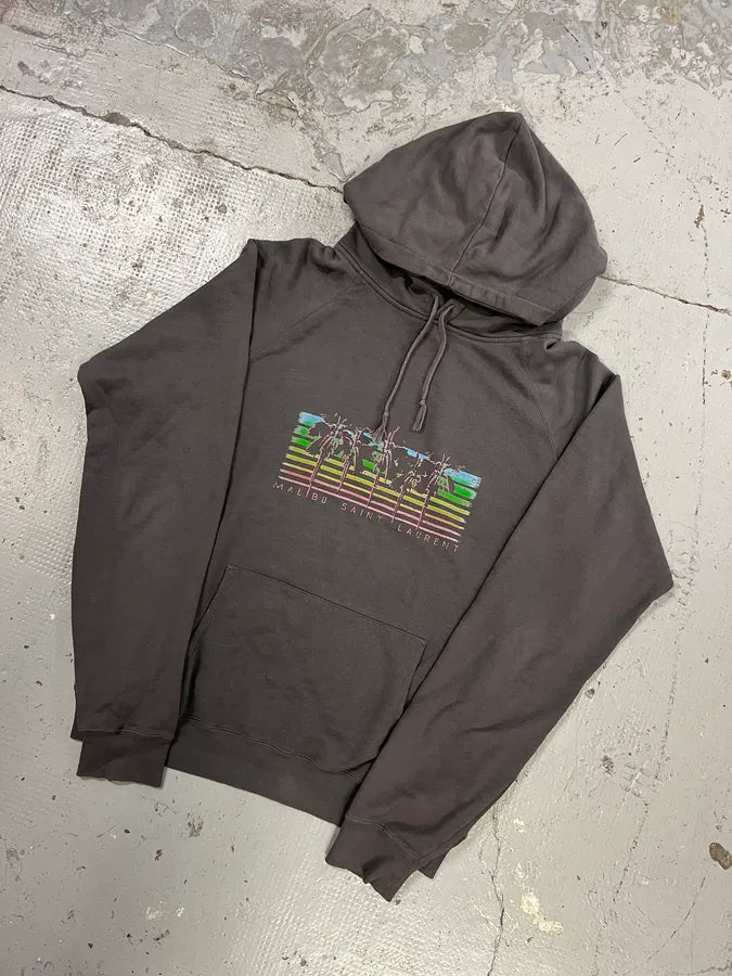 AW2019 Saint Laurent Malibu Palm Trees Grey Hoodie BMSPZYS 3