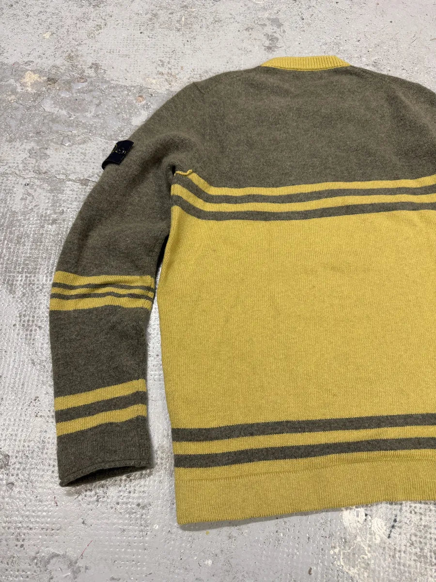 AW2019 Stone Island Grey & Yellow Wool Sweater SviTxRW 3