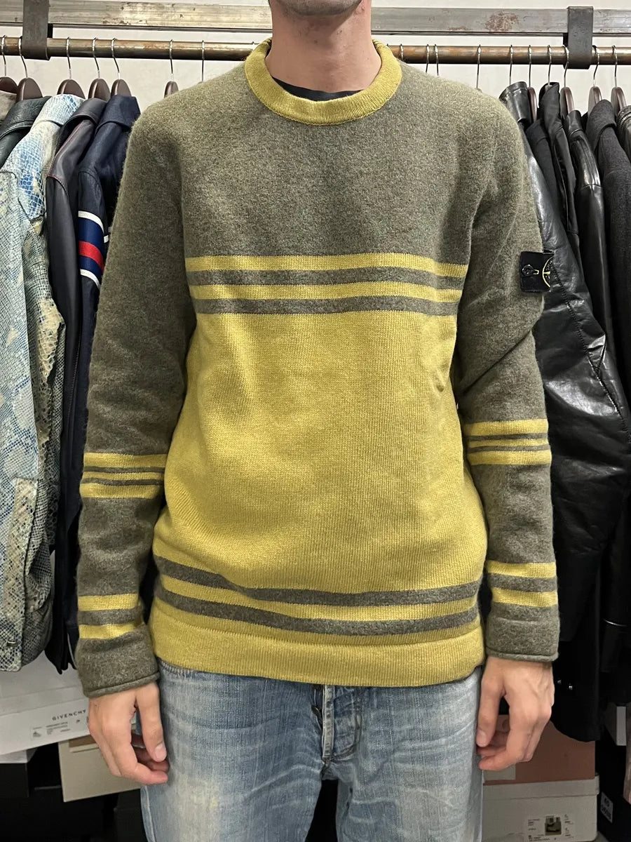 AW2019 Stone Island Grey & Yellow Wool Sweater SviTxRW 4