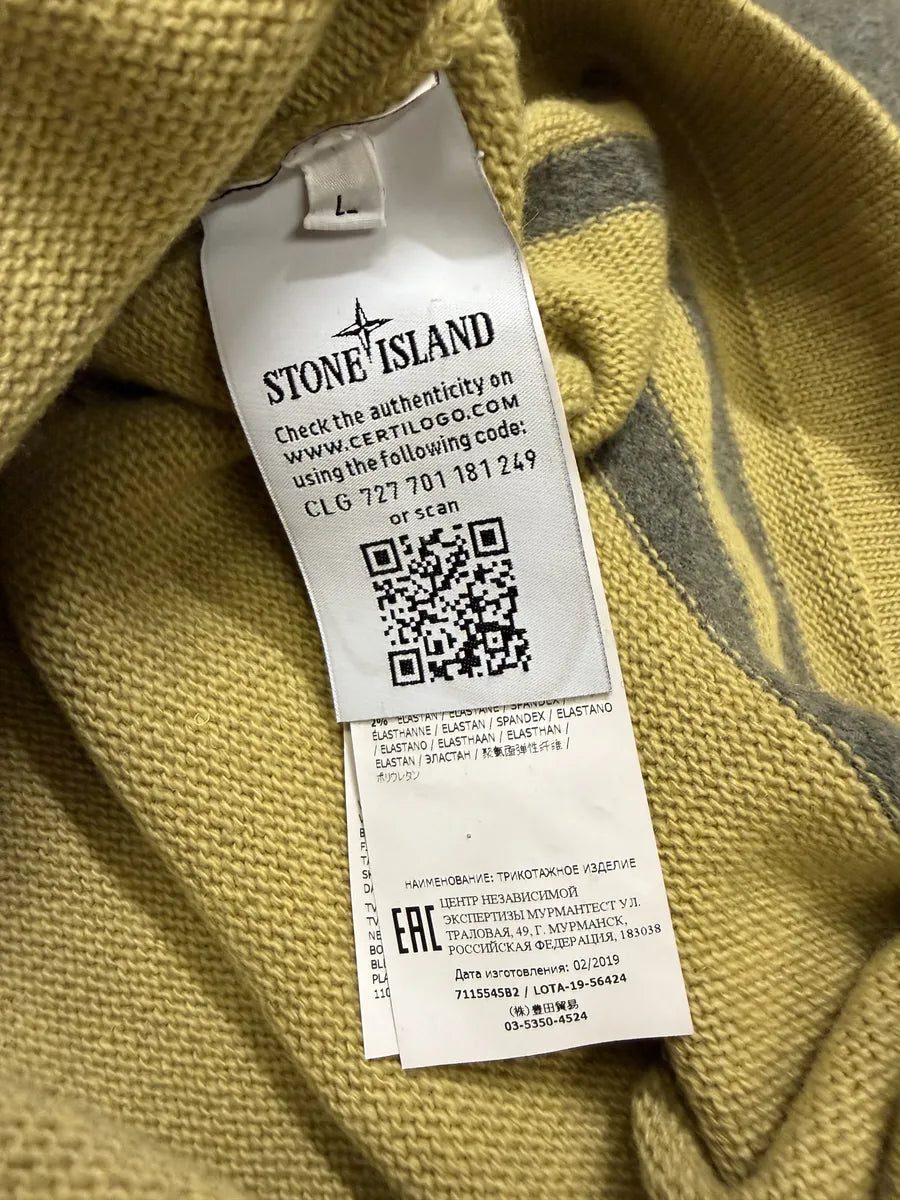 AW2019 Stone Island Grey & Yellow Wool Sweater SviTxRW 7