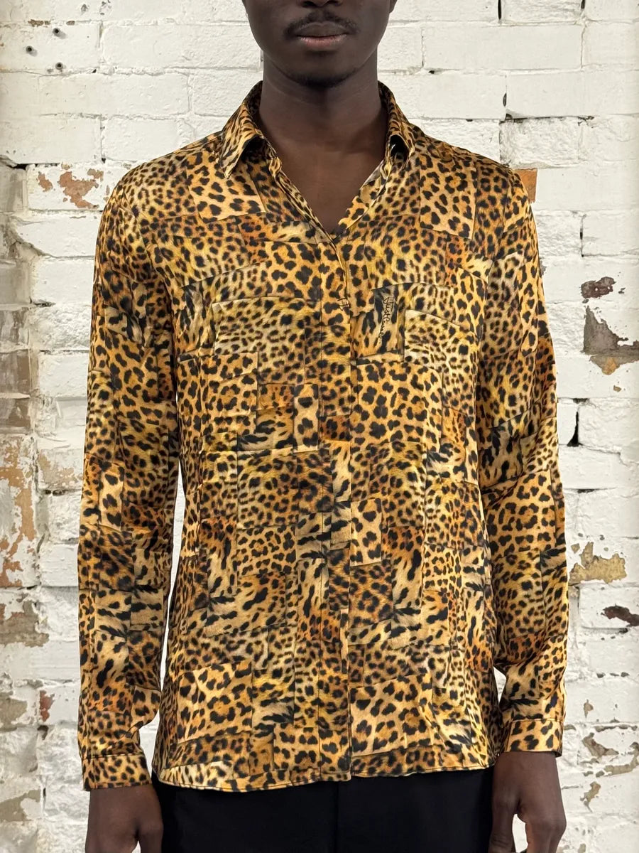 AW2020 Cavalli Leopard Print Silk Savage Shirt iCPfRGb 0
