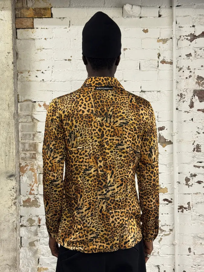 AW2020 Cavalli Leopard Print Silk Savage Shirt iCPfRGb 1