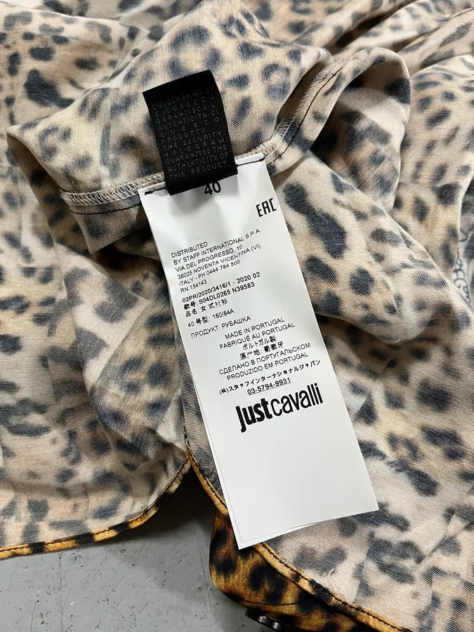 AW2020 Cavalli Leopard Print Silk Savage Shirt iCPfRGb 12