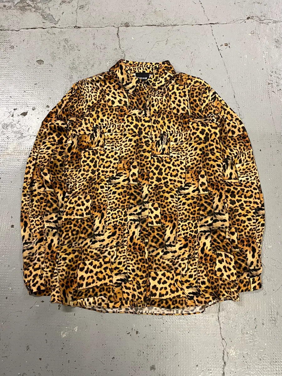 AW2020 Cavalli Leopard Print Silk Savage Shirt iCPfRGb 2