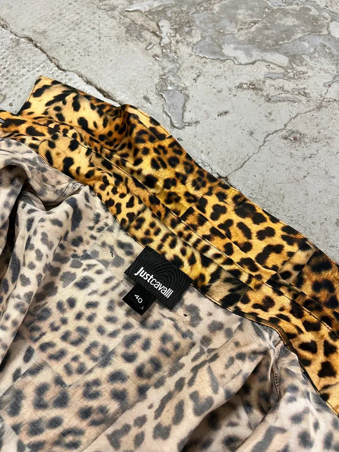 AW2020 Cavalli Leopard Print Silk Savage Shirt iCPfRGb 9