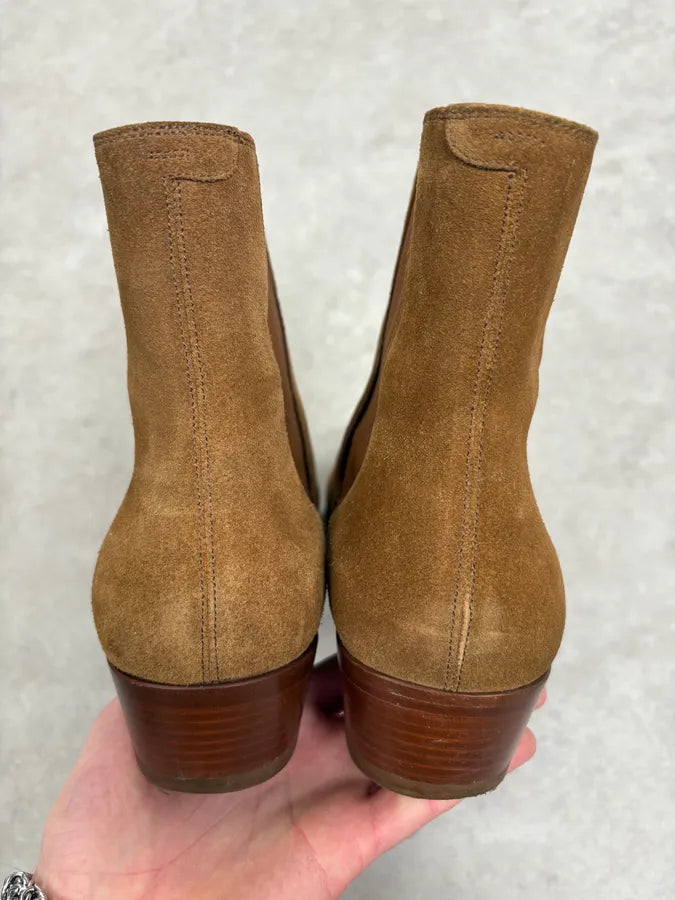 AW2020 Celine Beige Suede Leather Boots UGZDMJj 4
