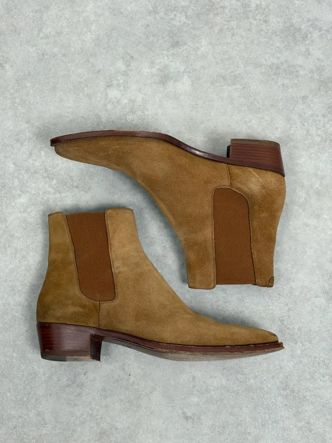 AW2020 Celine Beige Suede Leather Boots UGZDMJj 3