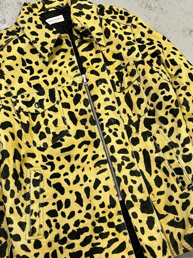 AW2020 Dries Van Noten Corduroy Leopard Yellow Jacket Nsdontt 10
