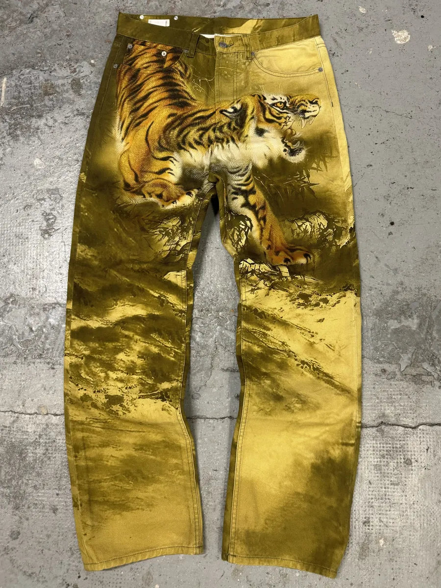 AW2020 Dries Van Noten Tiger Gold Pants SePVWOm 0
