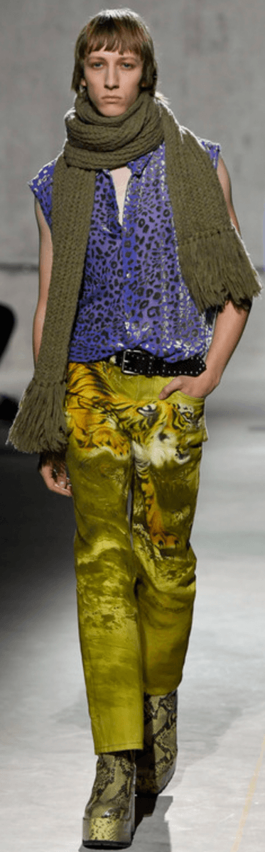 AW2020 Dries Van Noten Tiger Gold Pants SePVWOm 2
