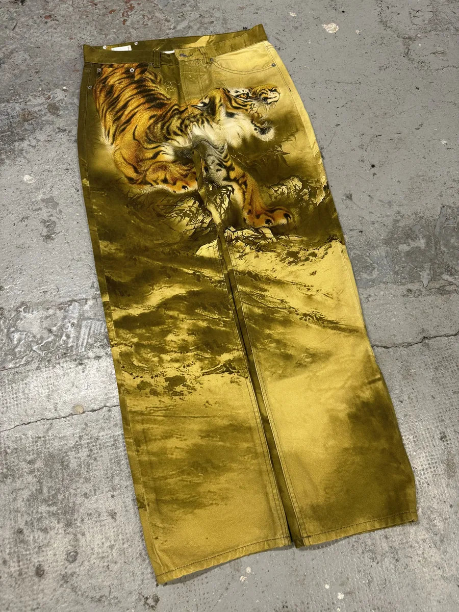 AW2020 Dries Van Noten Tiger Gold Pants SePVWOm 6