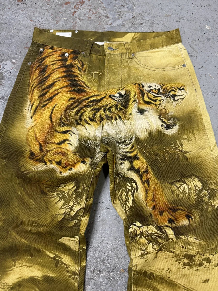 AW2020 Dries Van Noten Tiger Gold Pants SePVWOm 7