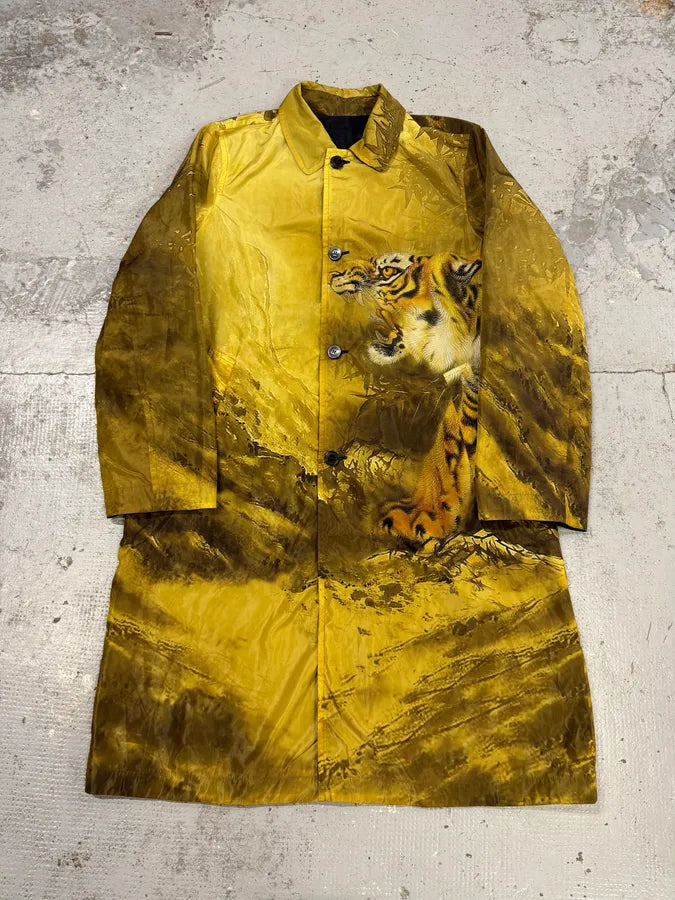 AW2020 Dries Van Noten Tiger Print Reversible Trench Coat lwOnWLS 0