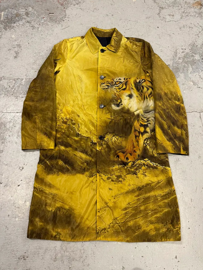 AW2020 Dries Van Noten Tiger Print Reversible Trench Coat lwOnWLS 3