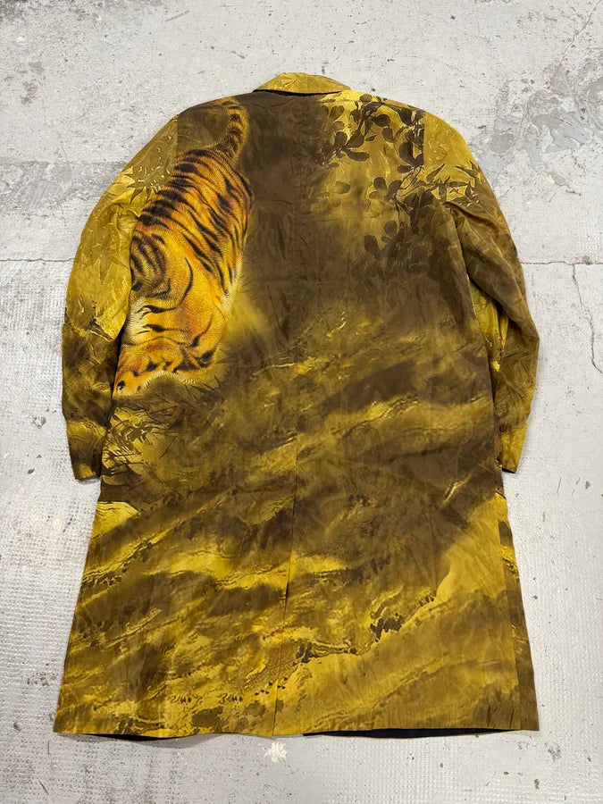 AW2020 Dries Van Noten Tiger Print Reversible Trench Coat lwOnWLS 6