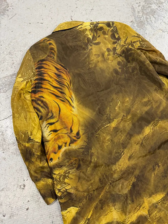 AW2020 Dries Van Noten Tiger Print Reversible Trench Coat lwOnWLS 7
