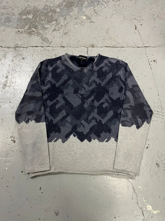 AW2020 Emporio Armani Navy Gradient Grey Wool Sweater LlSRQJp 0