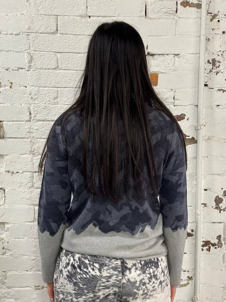 AW2020 Emporio Armani Navy Gradient Grey Wool Sweater LlSRQJp 2