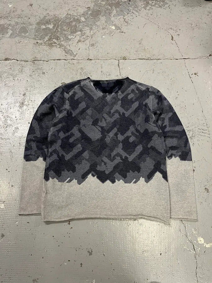 AW2020 Emporio Armani Navy Gradient Grey Wool Sweater LlSRQJp 3
