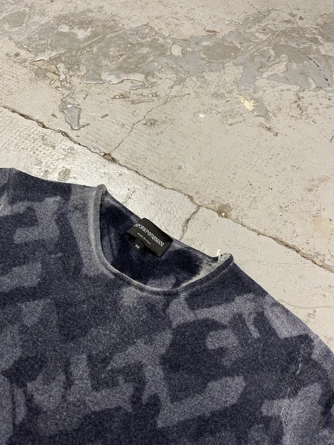 AW2020 Emporio Armani Navy Gradient Grey Wool Sweater LlSRQJp 4