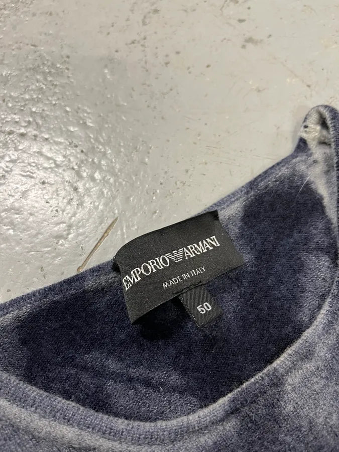 AW2020 Emporio Armani Navy Gradient Grey Wool Sweater LlSRQJp 6