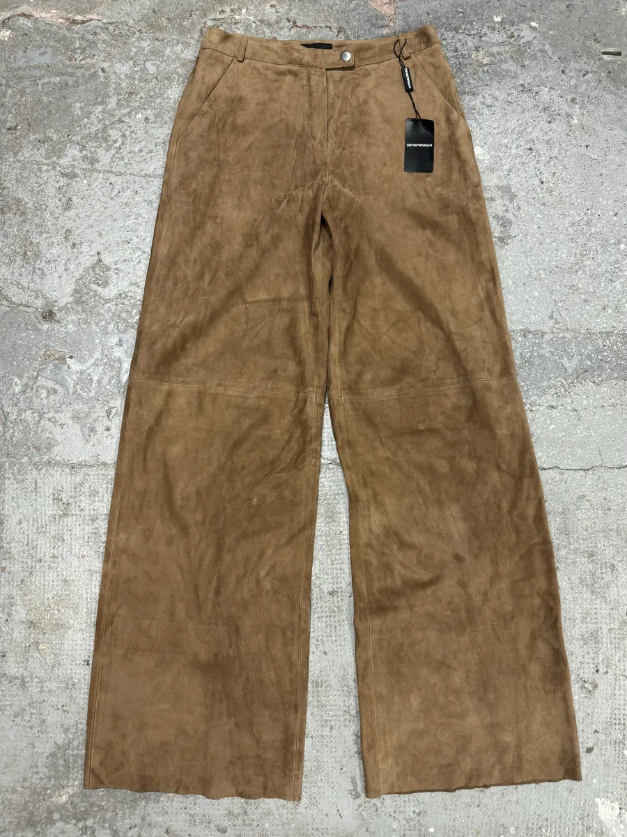 AW2020 Emporio Armani Suede Beige Leather Pants (S/M) 0