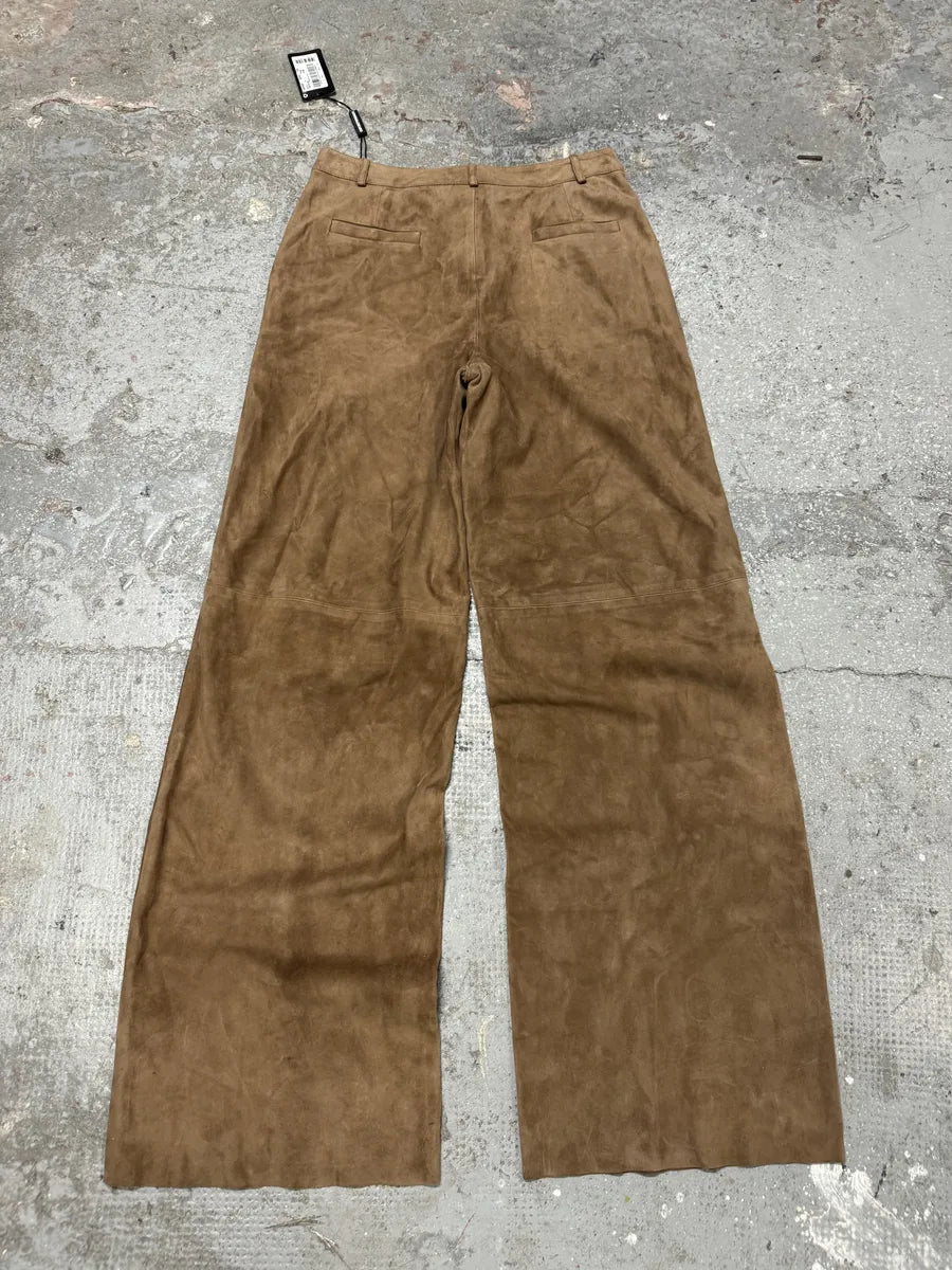 AW2020 Emporio Armani Suede Beige Leather Pants (S/M) 1