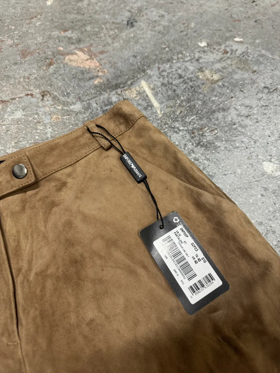 AW2020 Emporio Armani Suede Beige Leather Pants (S/M) 10