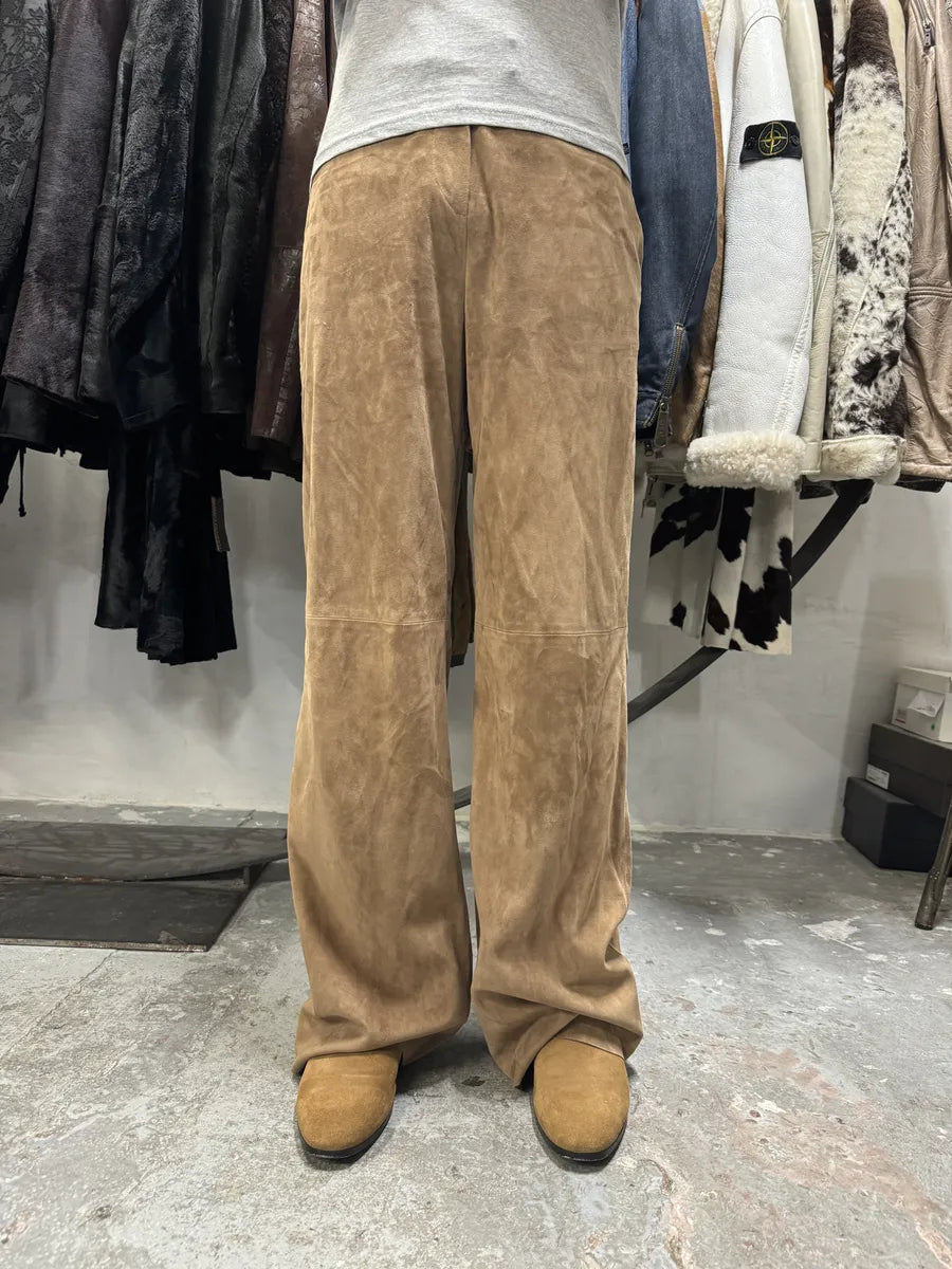 AW2020 Emporio Armani Suede Beige Leather Pants (S/M) 2