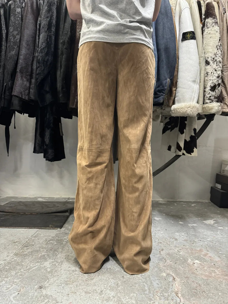 AW2020 Emporio Armani Suede Beige Leather Pants (S/M) 4