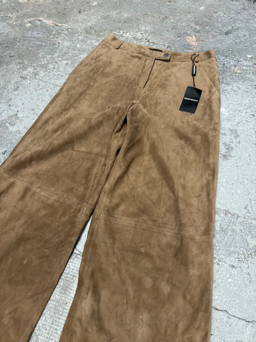 AW2020 Emporio Armani Suede Beige Leather Pants (S/M) 5