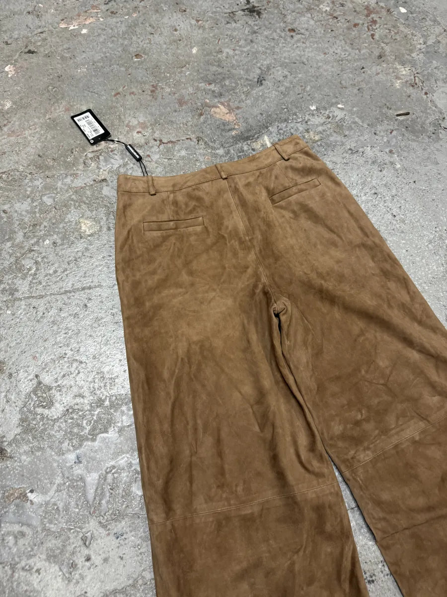 AW2020 Emporio Armani Suede Beige Leather Pants (S/M) 7